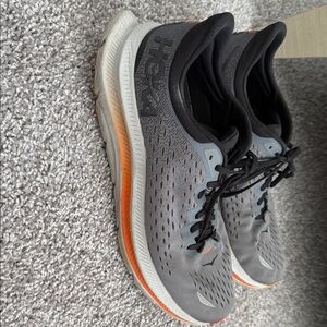 Hoka Charcoal and Tangerine Athletic Shoes